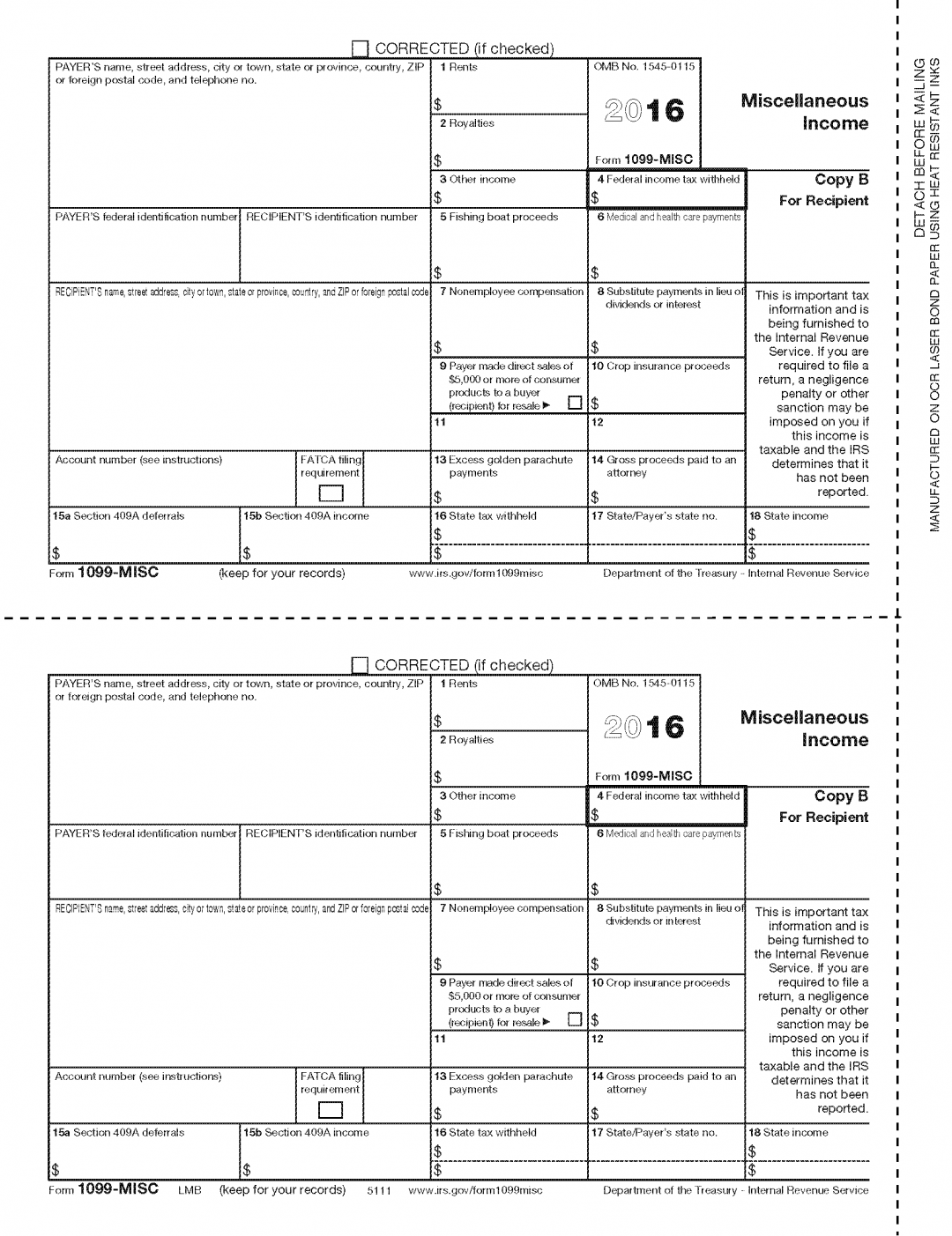 1099 Misc Recipient Copy B Forms And Fulfillment 9478