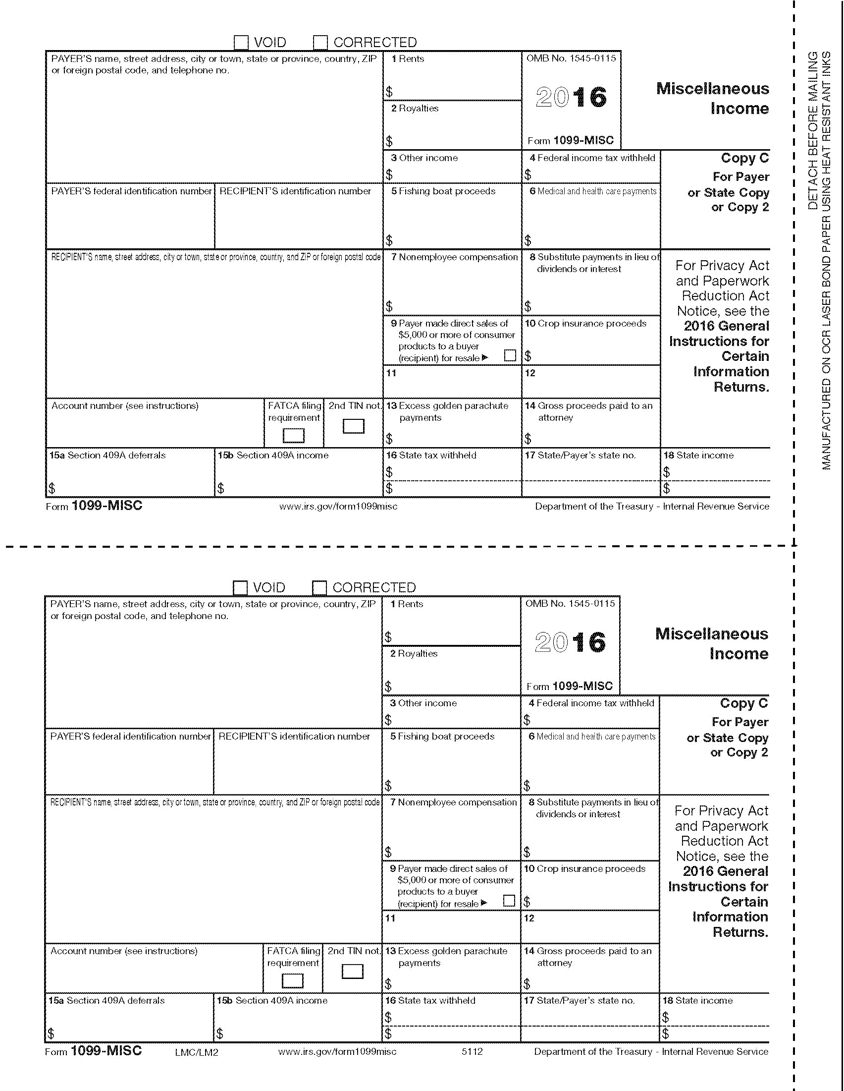 1099 Misc State Copy C Forms Fulfillment