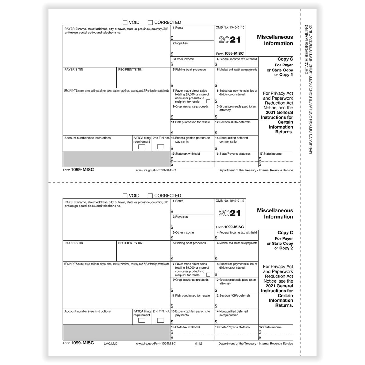 1099 Misc State Copy C Forms Fulfillment