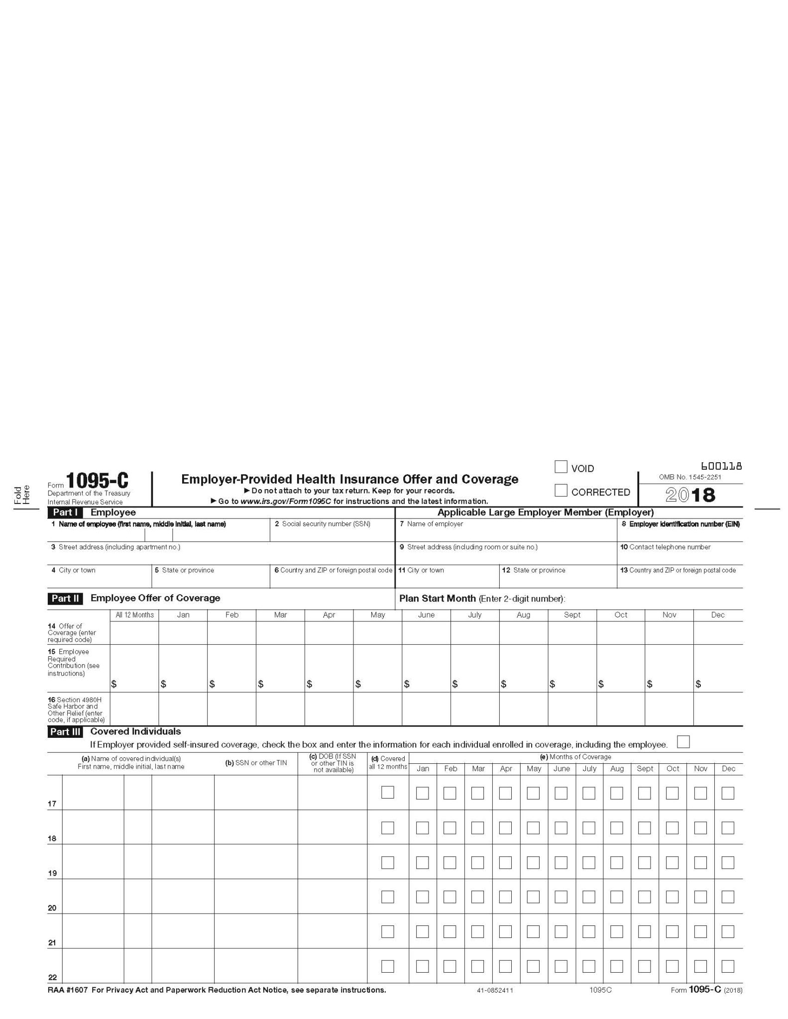 1095C Employer Provided Health Coverage Information 1095C Forms