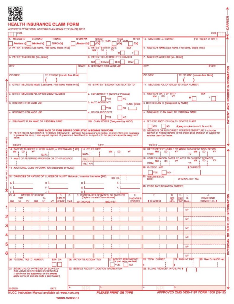 Medical Claim Form WCMS1500CS12 - Forms & Fulfillment