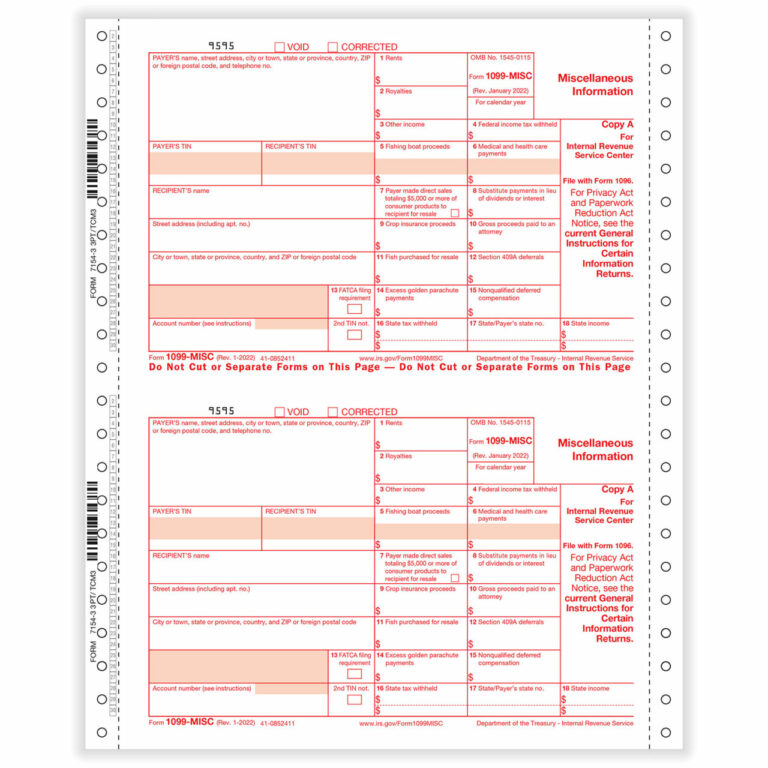 1099-MISC Carbonless, 3-Part, 1-Wide, Continuous #TC-M3 - Forms ...