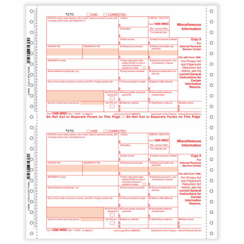 1099-MISC Carbonless, 5-Part, 1-Wide, Continuous #TC-M5 - Forms ...