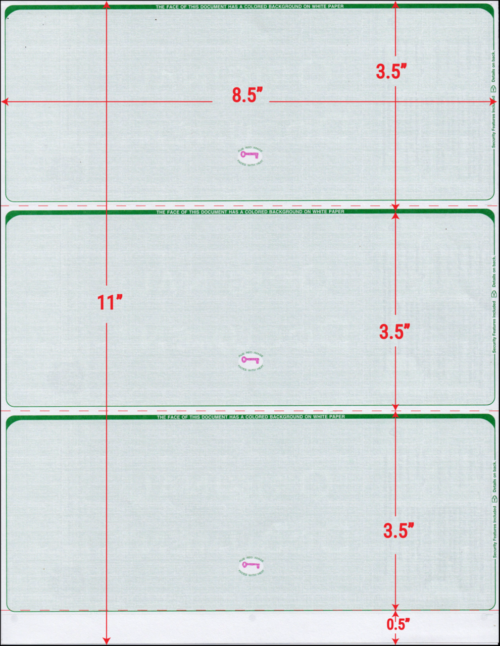 8.5" x 11" 3-Up Check #WLSTK4LNHG - LINEN HUNTER GREEN - Image 3